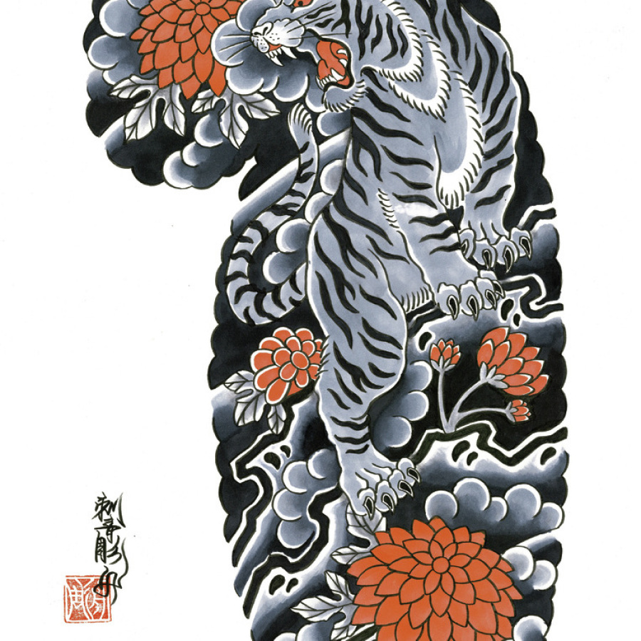 Irezumi Tiger Painting by Horifune Horimono